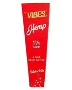 Vibes - Papers w/ Filters - 1 1/4 - Hemp (Red)