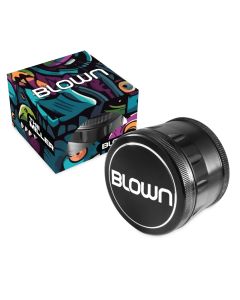 BLOWN Brand Aluminum Grinder- 55mm, 4 Piece, Black-Curved