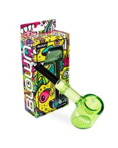 BLOWN Glass Goods Slammer 4" Sherlock Handpipe w/ Flat Bottom - Green  in BLOWN BOX