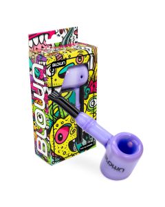 BLOWN Glass Goods Slammer 4" Sherlock Handpipe w/ Flat Bottom -  Purple in BLOWN BOX