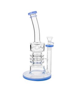 12" Waterpipe with 3 rings and colors top and bottom