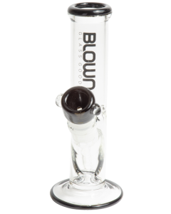 Blown Glass Goods 8" Color Accented Straight Waterpipe w/ Color matching bowl - Black