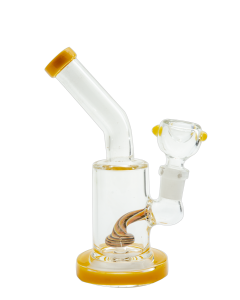 6" Waterpipe w/ worked showerhead perc, colored base and mouth