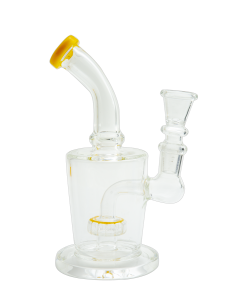 6" Waterpipe w/ showerhead perc, flat base and colored mouth