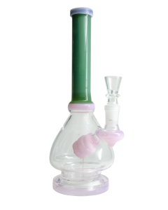 12" Waterpipe with Diagonal Perc and Colored tube