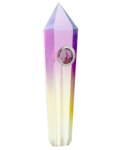 Crystal Pipe - Aura Quartz - 4 Inch
