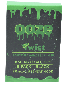 Ooze Batteries-5 Pack Twist 650 mah Black