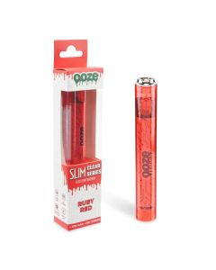 OOZE Slim Clear Series Transparent 510 Vape Battery - Red
