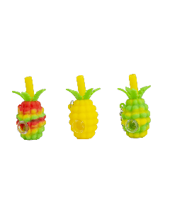 Silicone Handpipe w/ Keychain & Glass Bowl- Pineapple