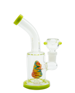 6" Waterpipe w/ worked cone perc, colored base and mouth