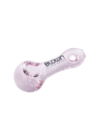 3.5" Blown Glass Goods Handpipe w/ Donut Hole in BLOWN Box- PINK